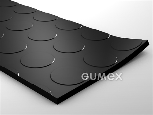 Gumová podlahovina METRO, hrúbka 5mm, šírka 1450mm, 75°ShA, NBR-SBR, dezén peniažkový, -20°C/+60°C, čierna